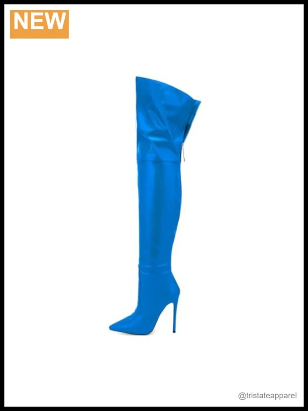 Over the Knee High Boots Women Stiletto Heels Pointed Toe Back Zipper PU